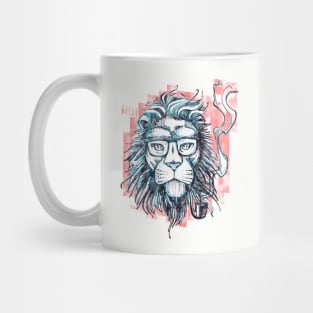 Hipster lion smoking pipe Mug